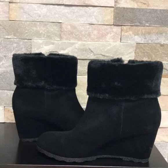 Alfani Step 'N Flex Oreena Faux-Fur-Cuff Wedge Booties - Picture 3 of 8